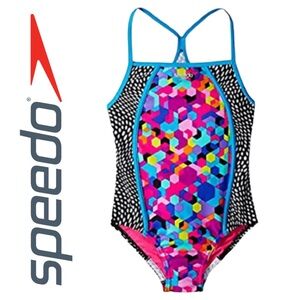 SOLD ✨Speedo✨ EUC Hexaplex Rainbow Geo Thin Strap One-Piece Swimsuit, Size 12